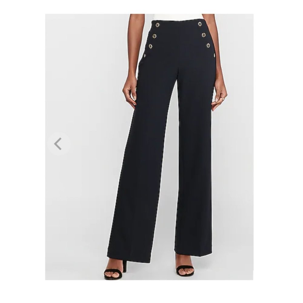 Express High Waisted Button Front Trouser Pant